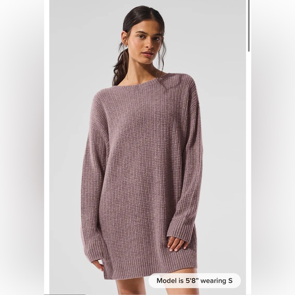 ALO Yoga Dresses & Skirts - NWT ALO Yoga Cashmere Mushroom Heather Waffle Sweater Dress size Large